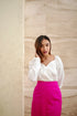 Olivia White Pink Classy Skirt Set